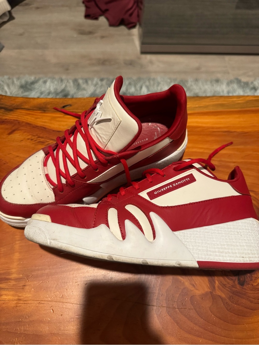 Giuseppe Zanotti Red and White Men’s Low-Top Sneakers